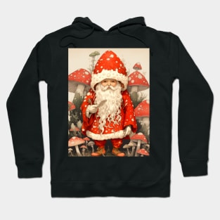 Santa Claus: Santa is the Mushroom (Amanita Muscaria Mushroom) on a Dark Background Hoodie